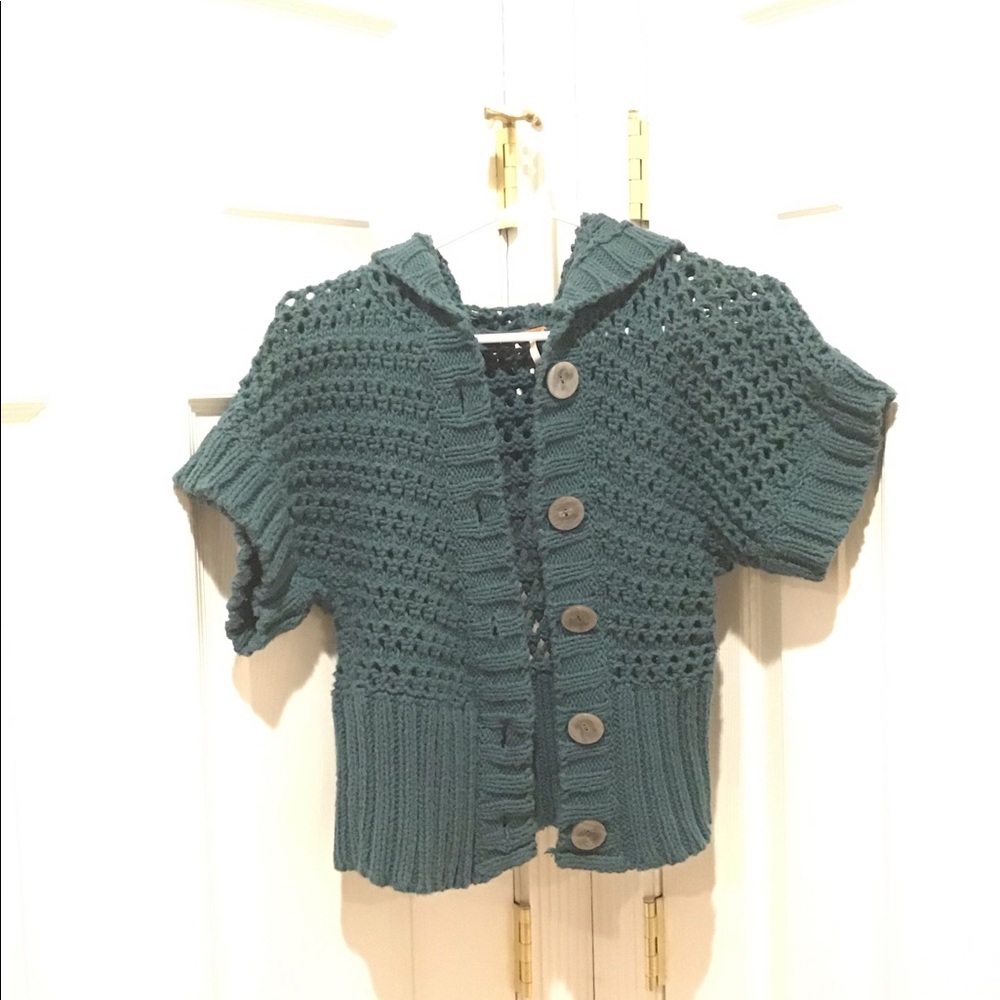 Free People Short Sleeve Hooded Sweater
